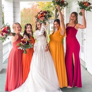 Elegant Burgundy bridesmaids Dress